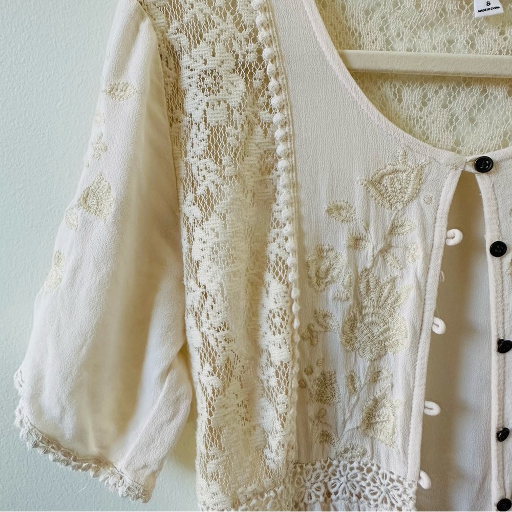 Coco + Jameson Cream Boho Duster Size Small - image 4